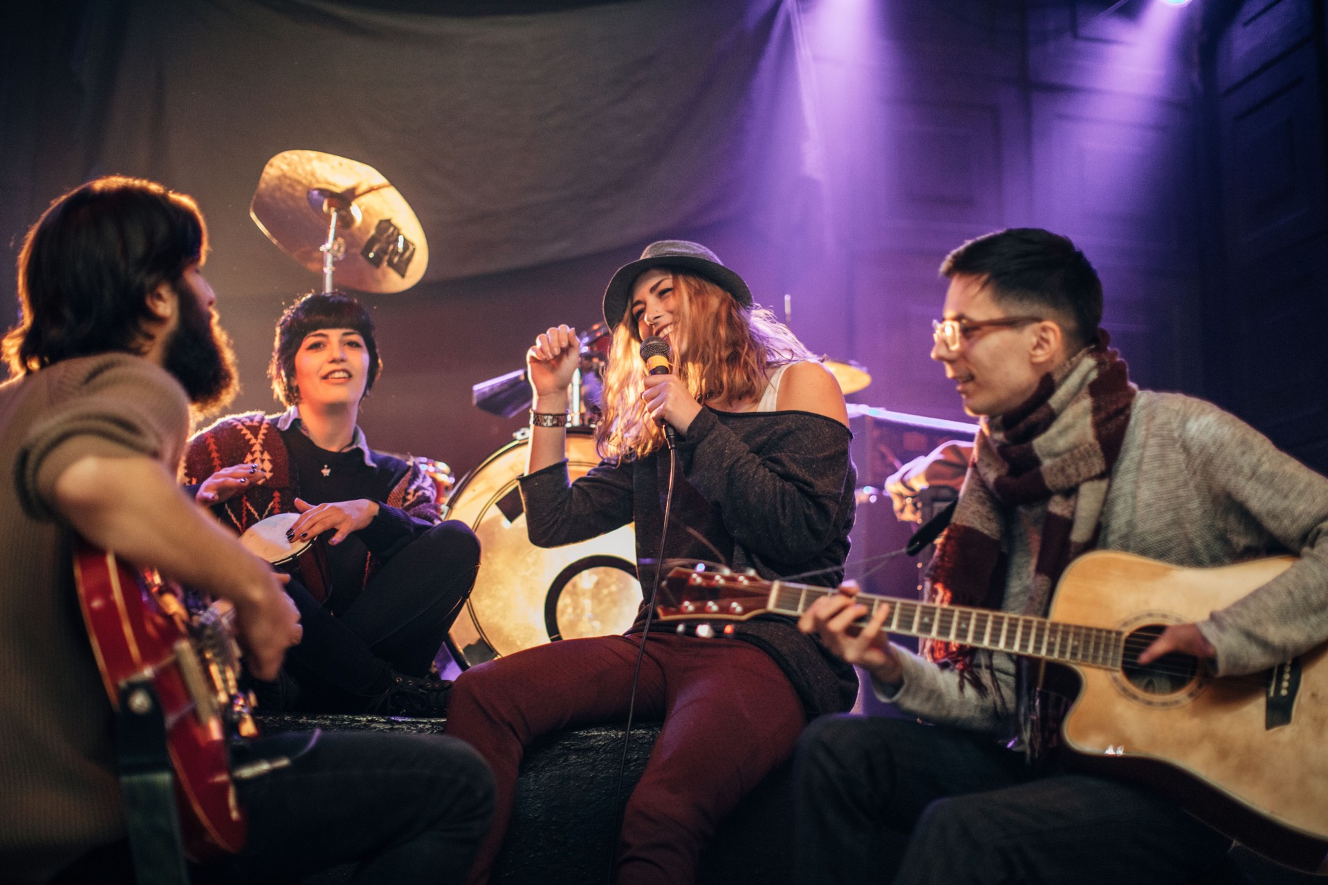 Music band performing in nightclub